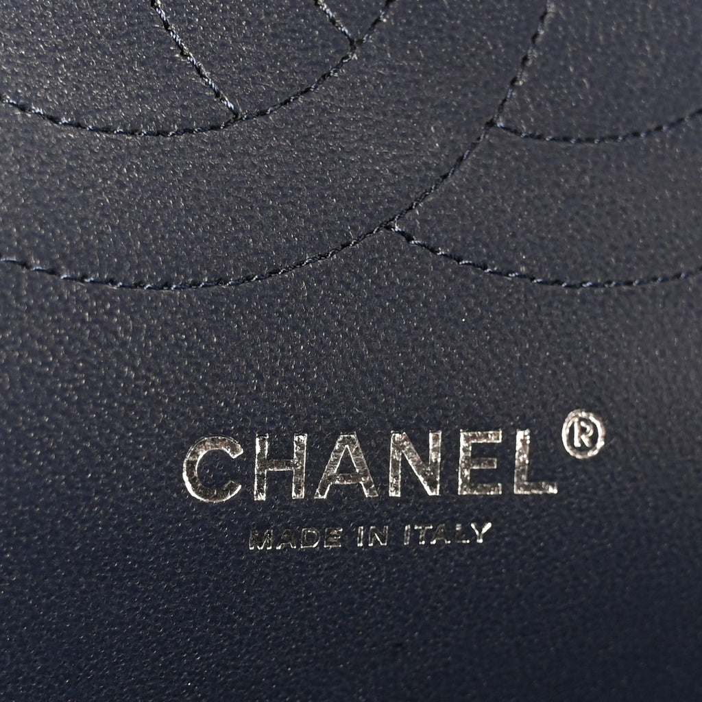 Caviar Quilted Jumbo Double Flap Navy Blue At My store