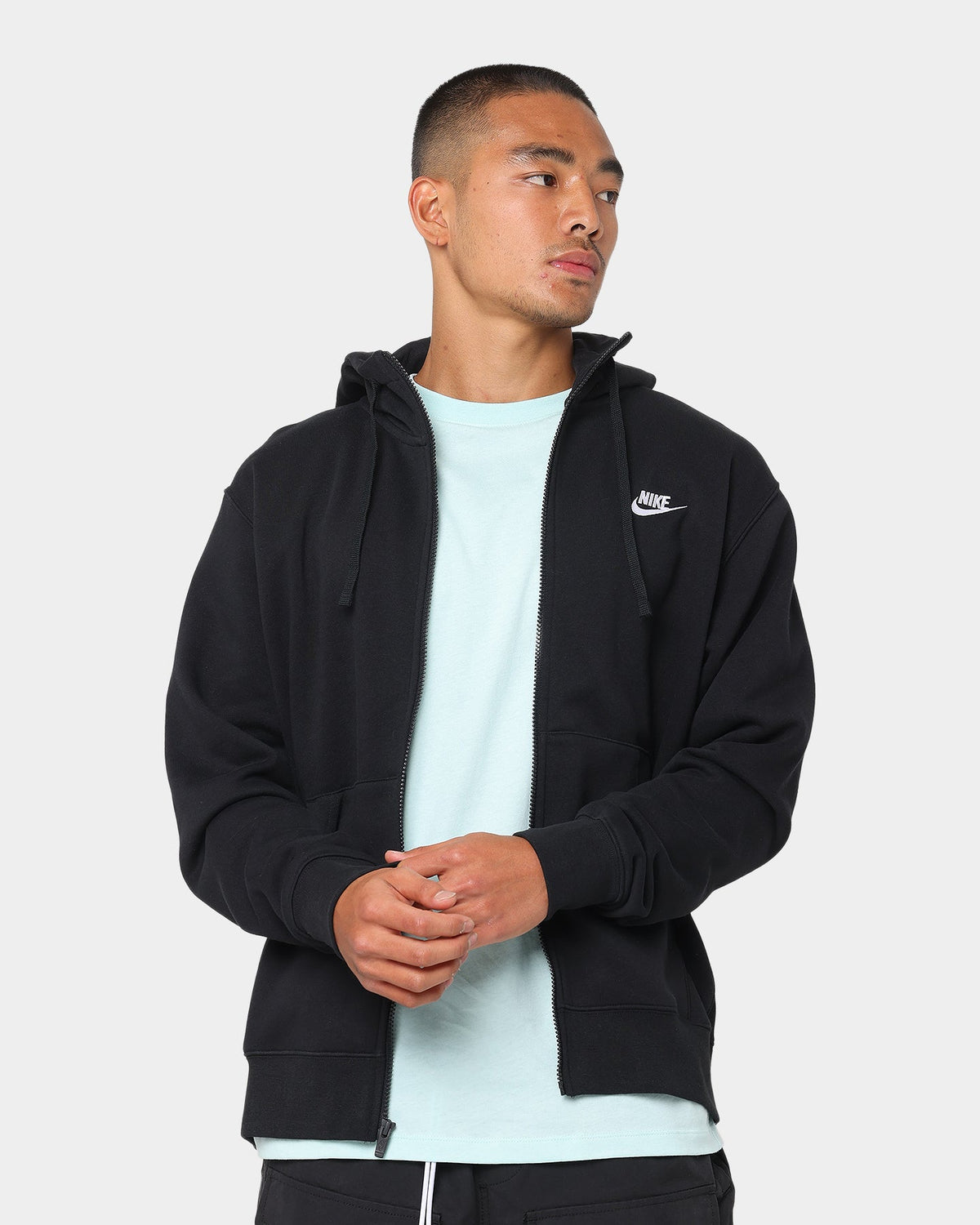 Top Seller Nike Sportswear Club Front Zip Hoodie Black/Black/White