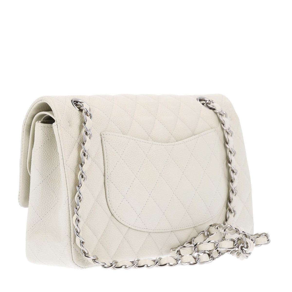Caviar Quilted Medium Double Flap Light Green At My store