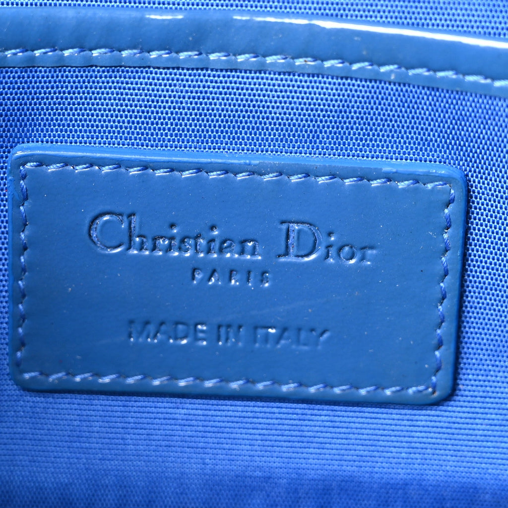Patent Cannage Lady Dior Convertible Clutch Blue AT My store