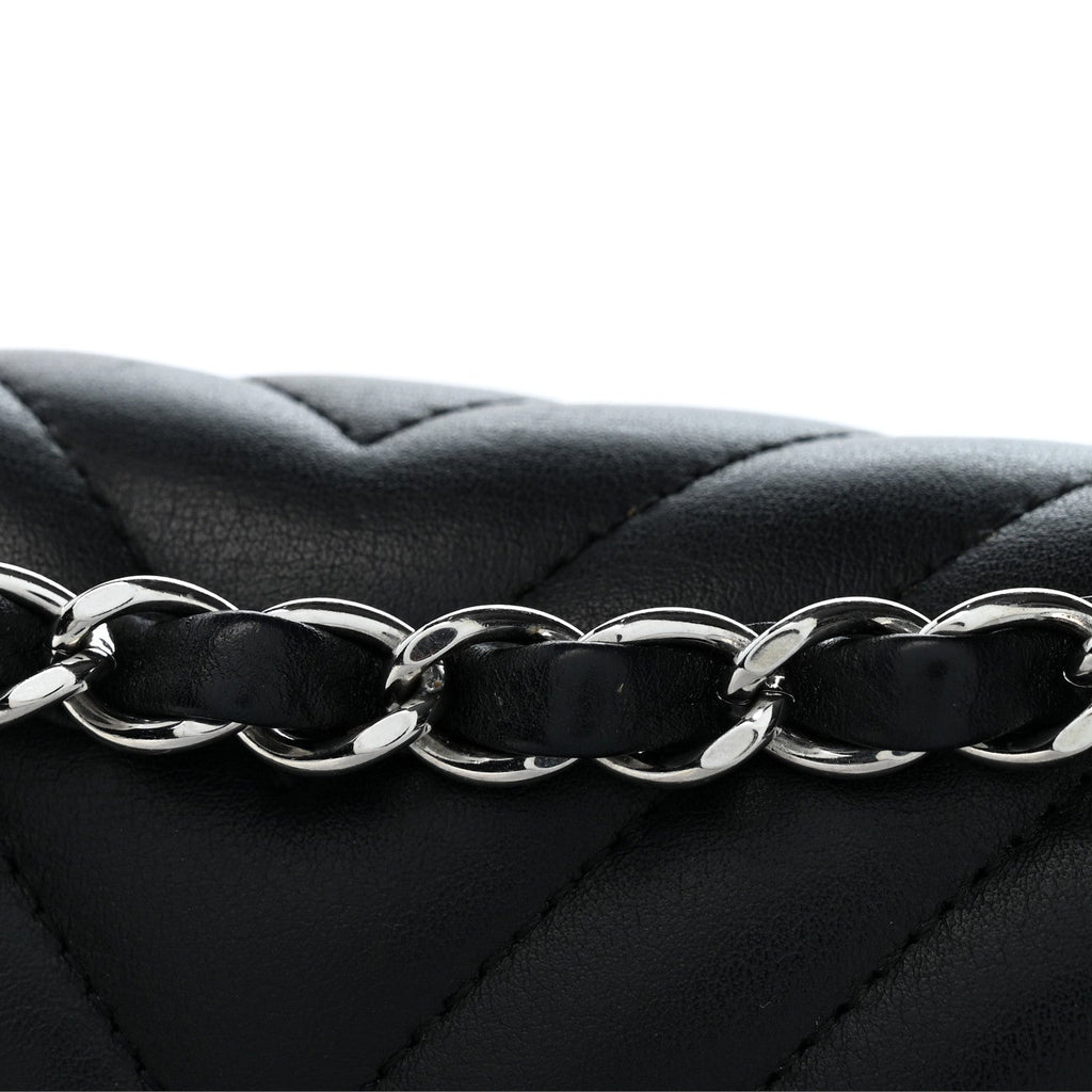 Lambskin Chevron Quilted Medium Double Flap Black At My store