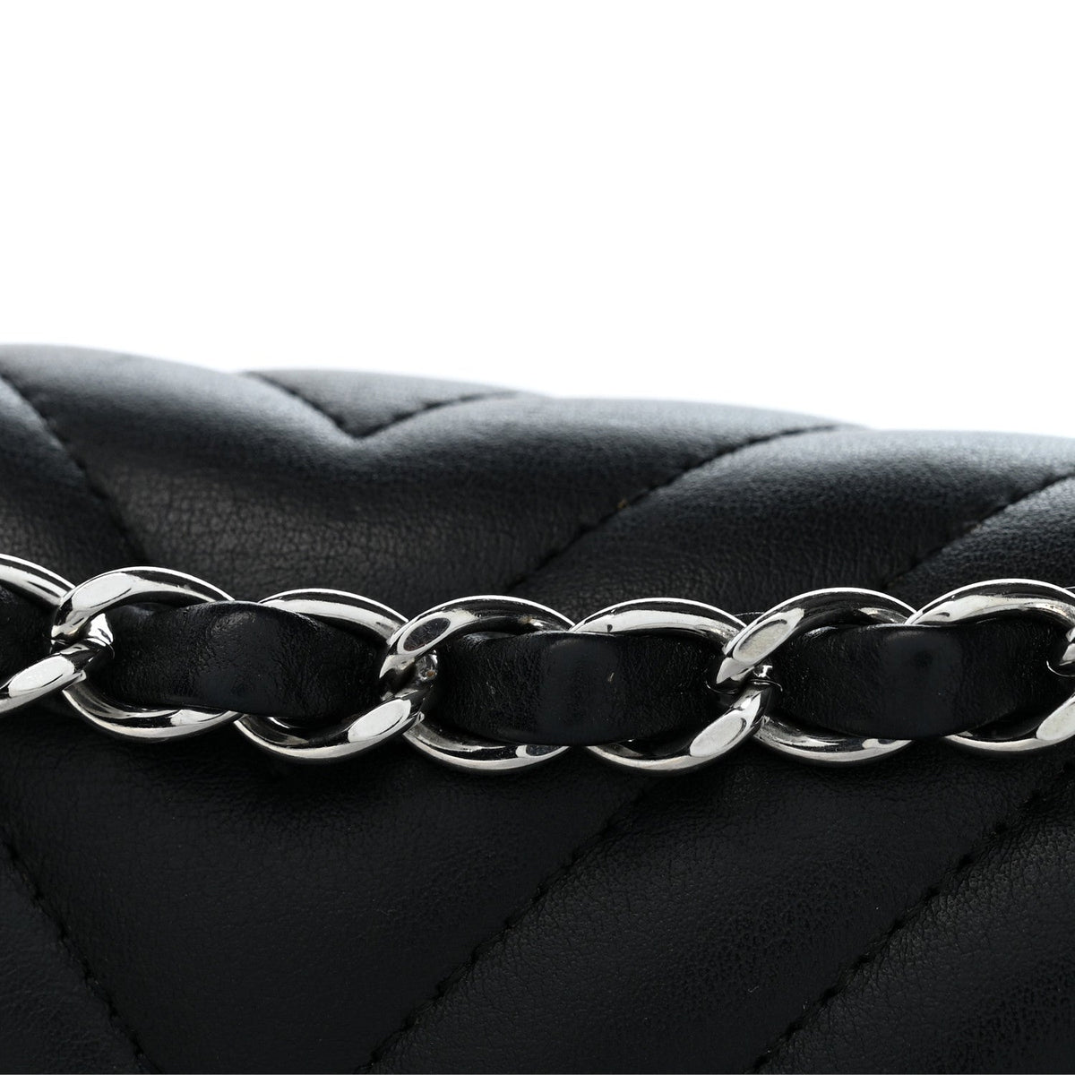 Lambskin Chevron Quilted Medium Double Flap Black At My store