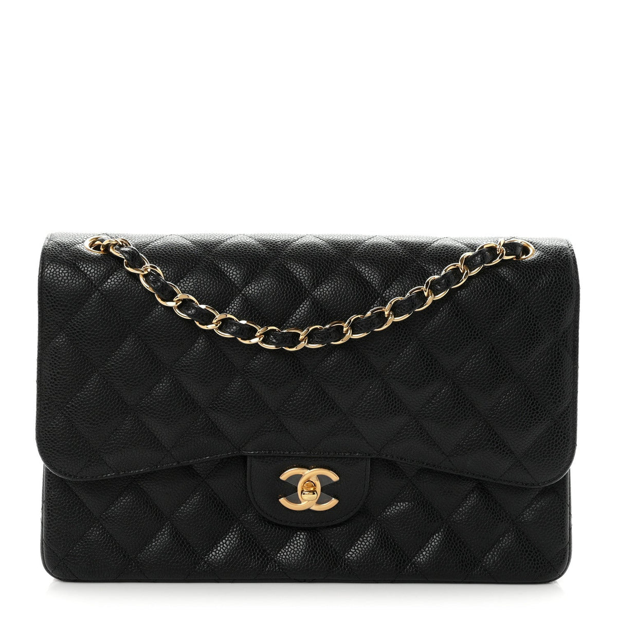 Caviar Quilted Jumbo Double Flap Black At My store