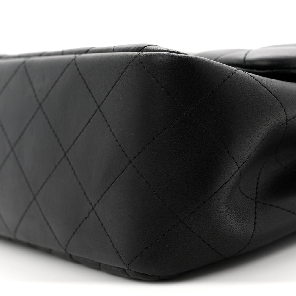 Lambskin Quilted Jumbo Double Flap Black At My store