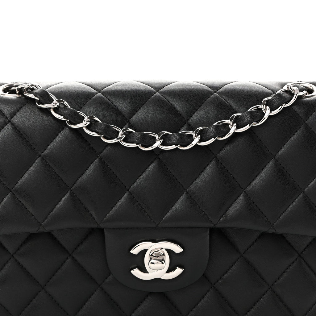 Lambskin Quilted Small Double Flap Black At My store