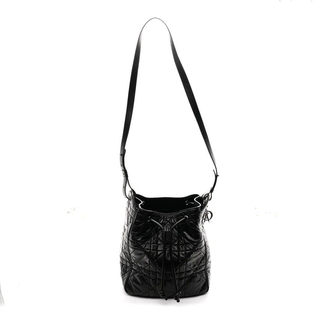 Crinkled Calfskin Macrocannage Medium D-Motion Bag Black AT My store