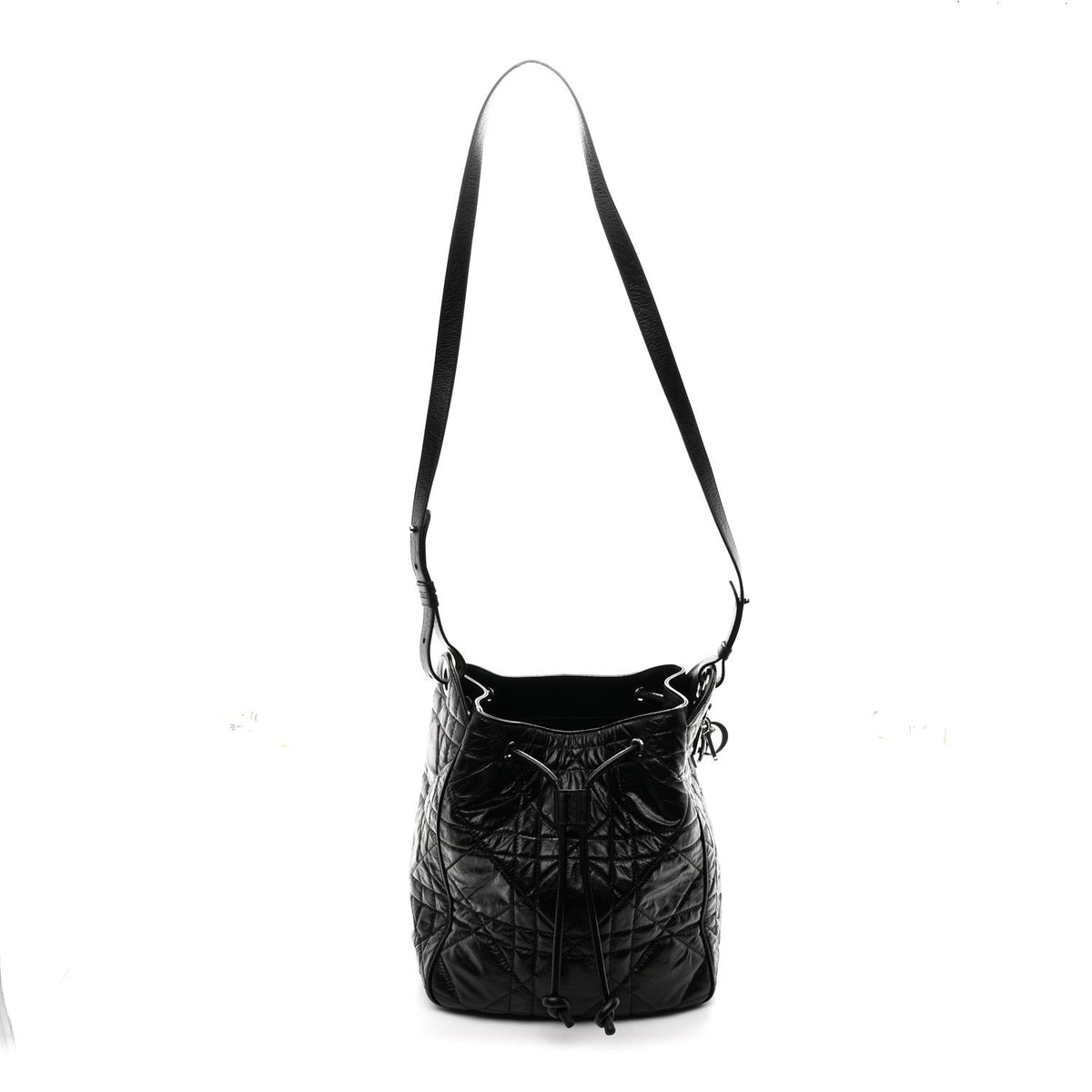 Crinkled Calfskin Macrocannage Medium D-Motion Bag Black AT My store