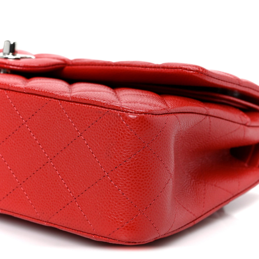 Caviar Quilted Medium Double Flap Red At My store