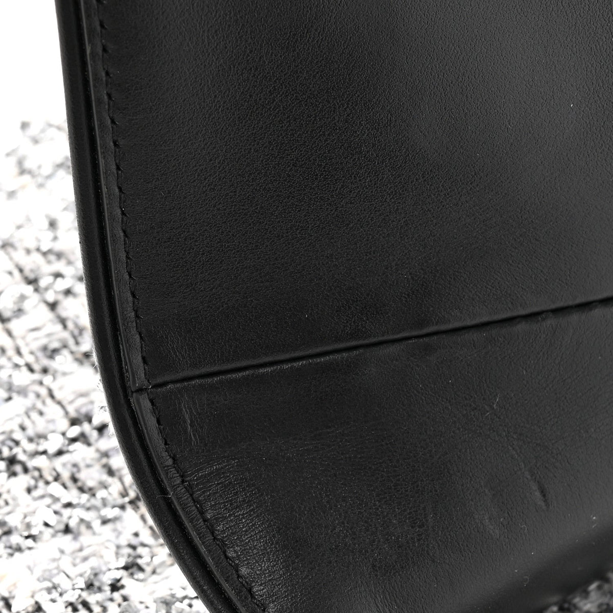 Tweed Saddle Crossbody Bag Black Silver AT My store