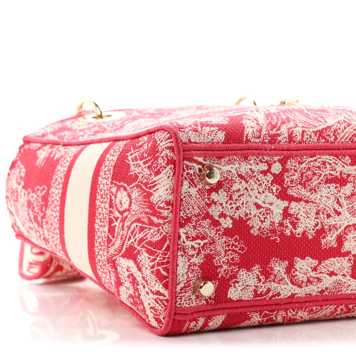 Canvas Toile De Jouy Reverse Embroidered Medium Lady D-Lite Red AT My store