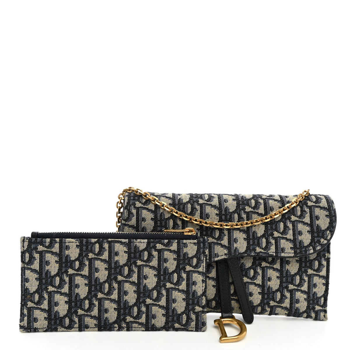Oblique Saddle Chain Long Wallet Blue AT My store