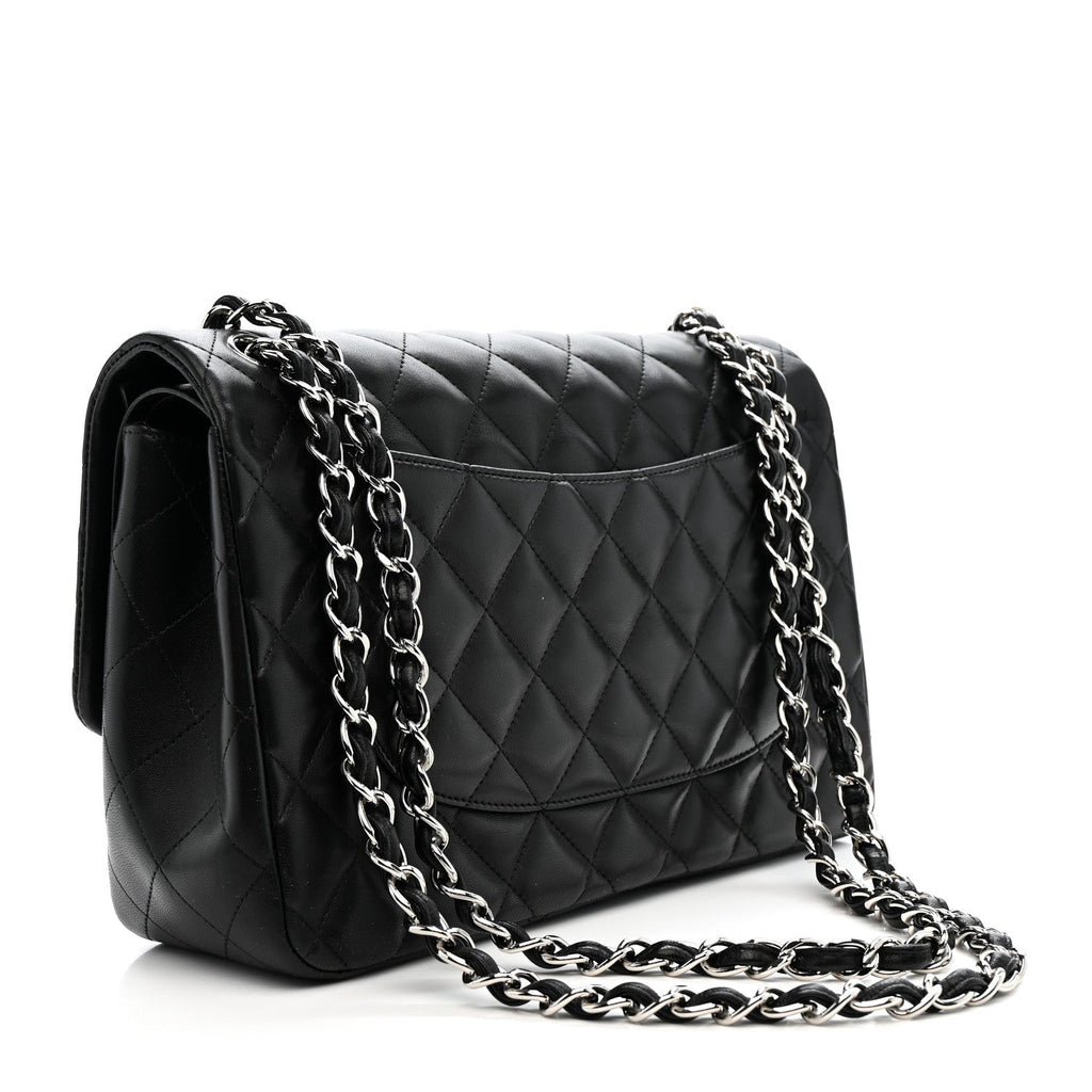Lambskin Quilted Jumbo Double Flap Black At My store