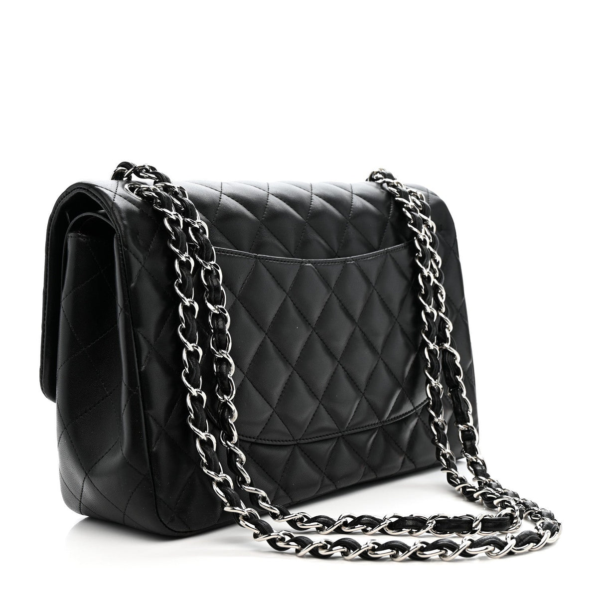 Lambskin Quilted Jumbo Double Flap Black At My store