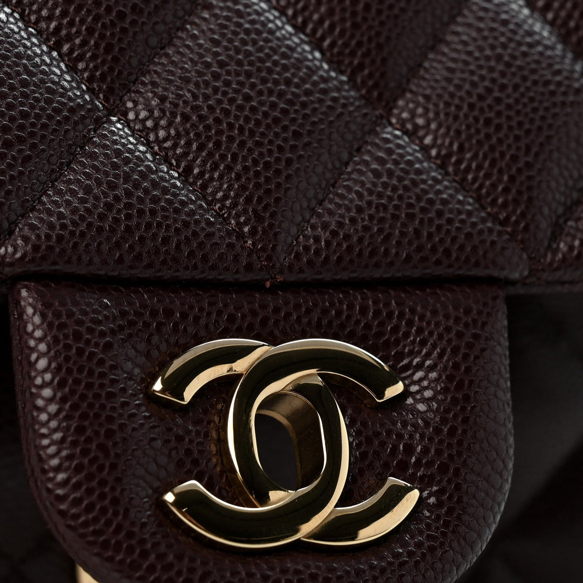 Caviar Quilted Medium Double Flap Dark Brown At My store