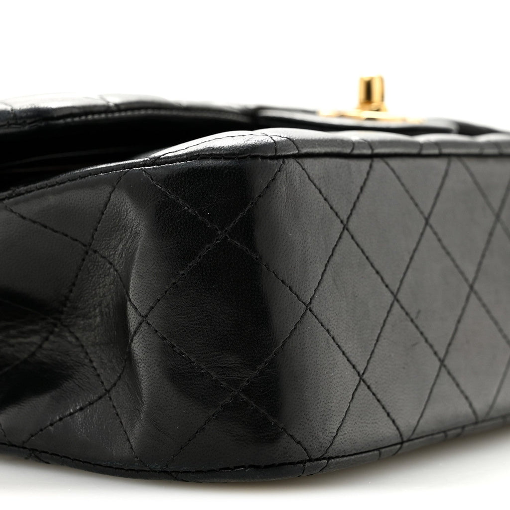 Lambskin Quilted Medium Double Flap Black At My store