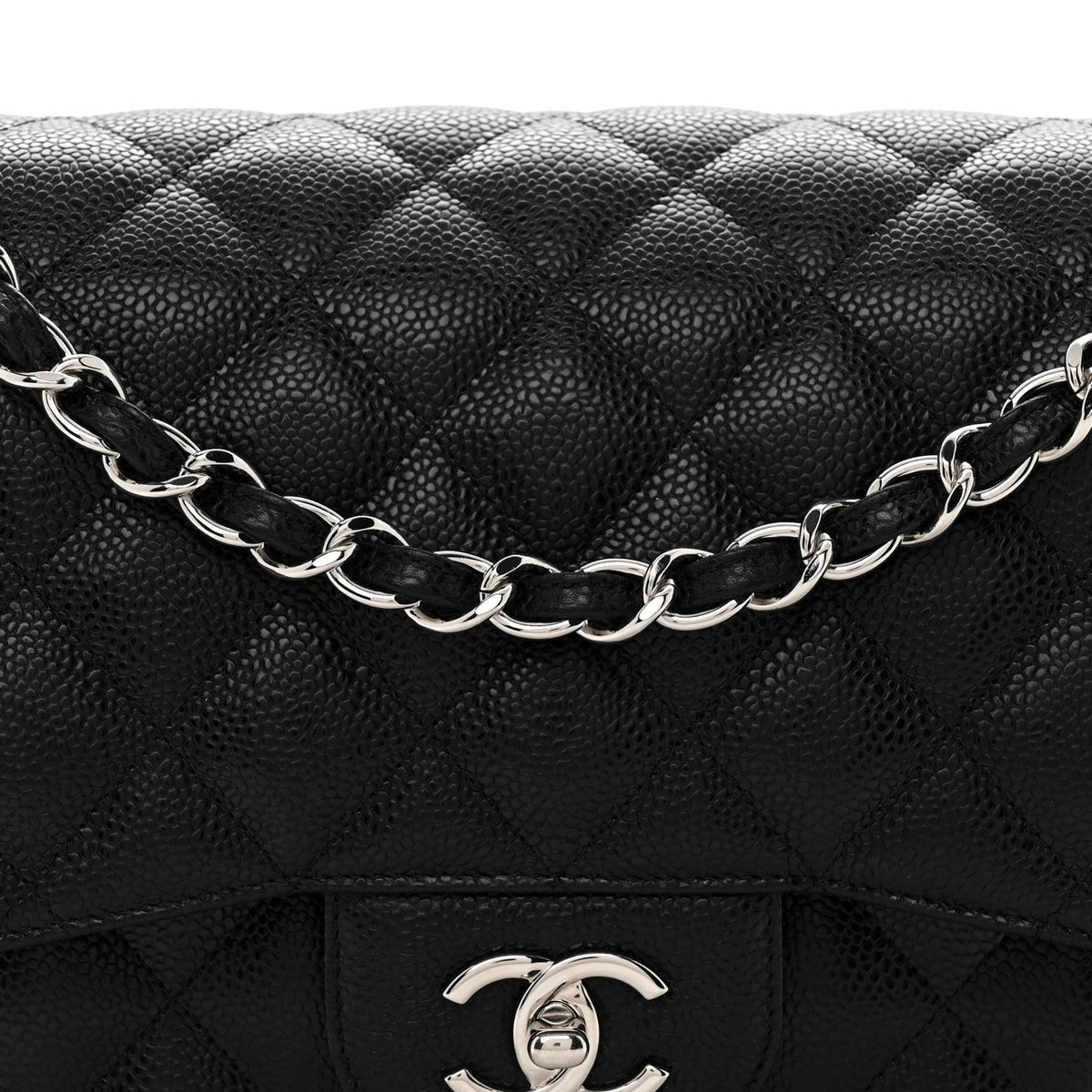 Caviar Quilted Jumbo Double Flap Black At My store