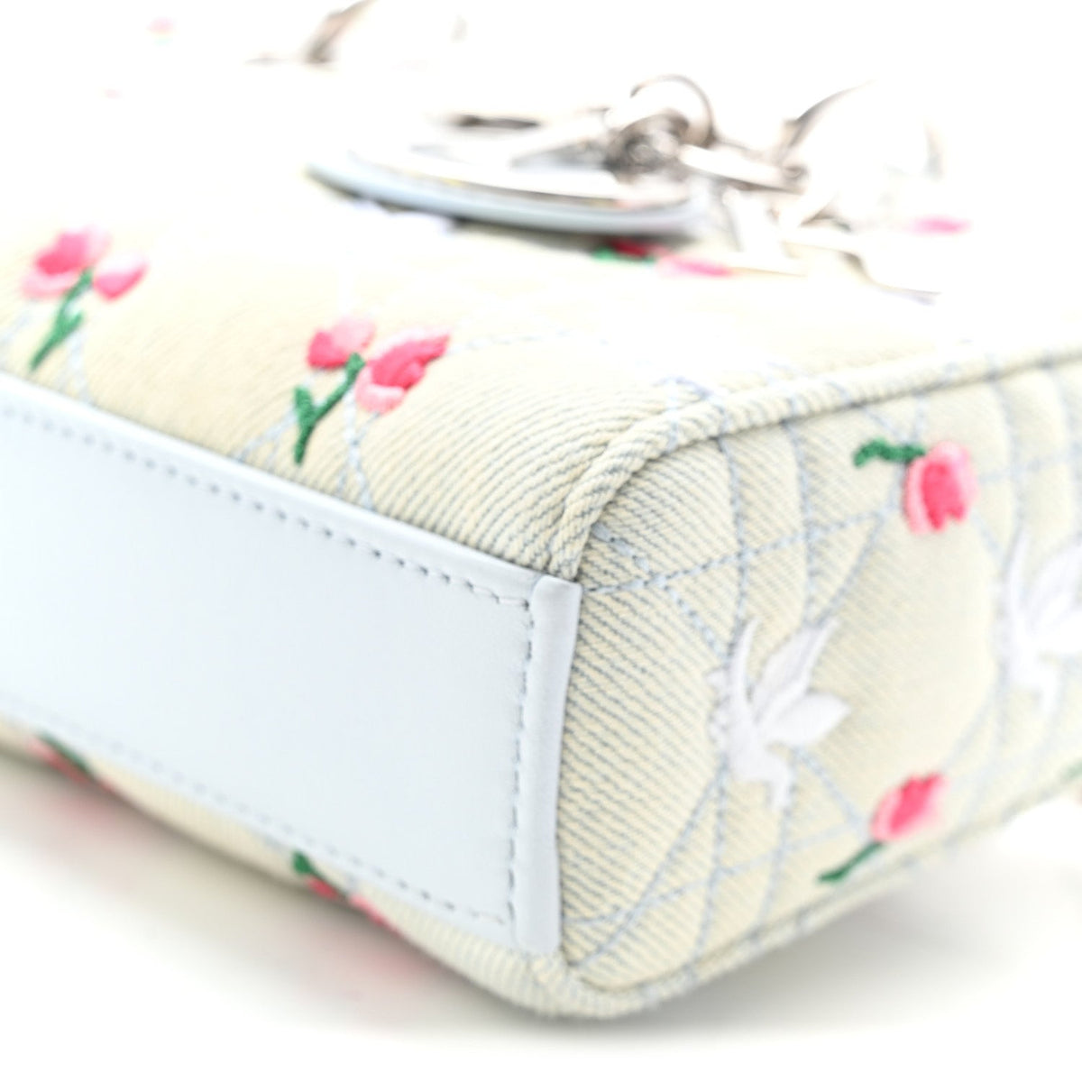 Denim Cannage Embroidered Doves & Roses Dioramour Mini Lady D-Joy Blue Multicolor AT My store