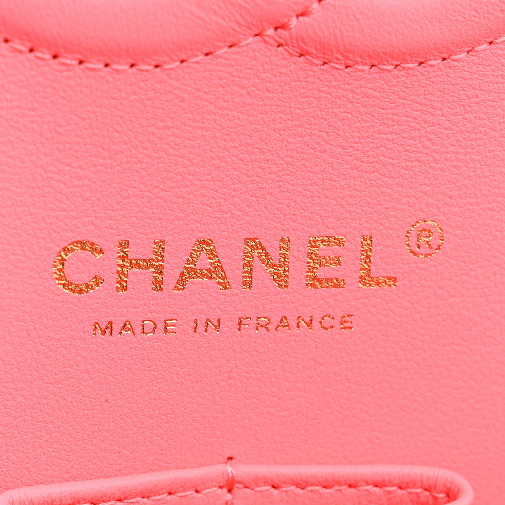 Lambskin Quilted Medium Hollywood Charms Double Flap Coral Pink At My store