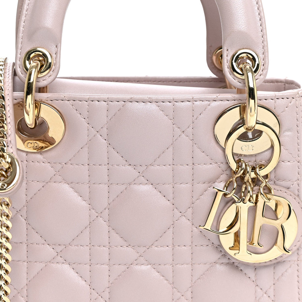 Metallic Lambskin Cannage Mini Lady Dior Lotus AT My store
