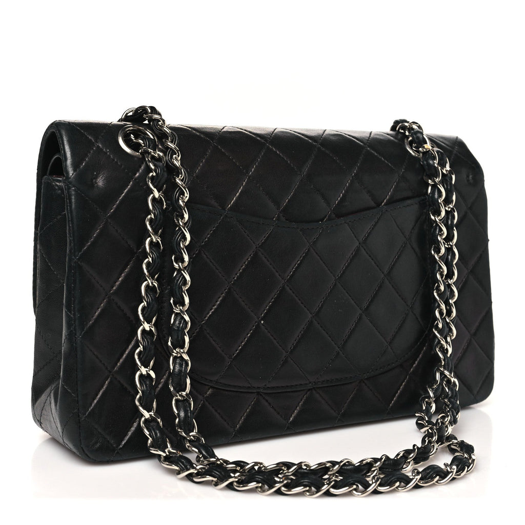 Lambskin Quilted Medium Double Flap Black At My store