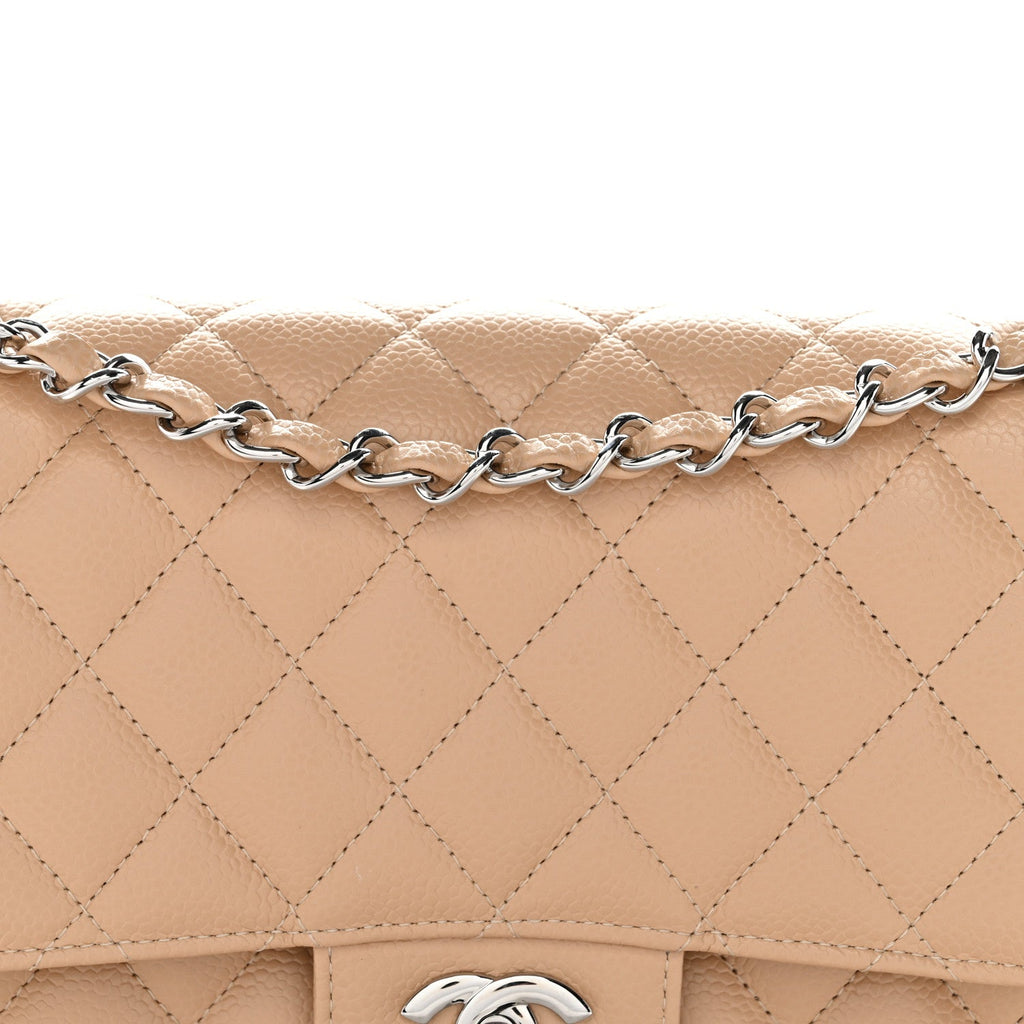 Caviar Quilted Medium Double Flap Beige At My store