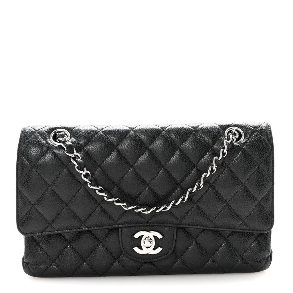Caviar Quilted Medium Double Flap Black At My store