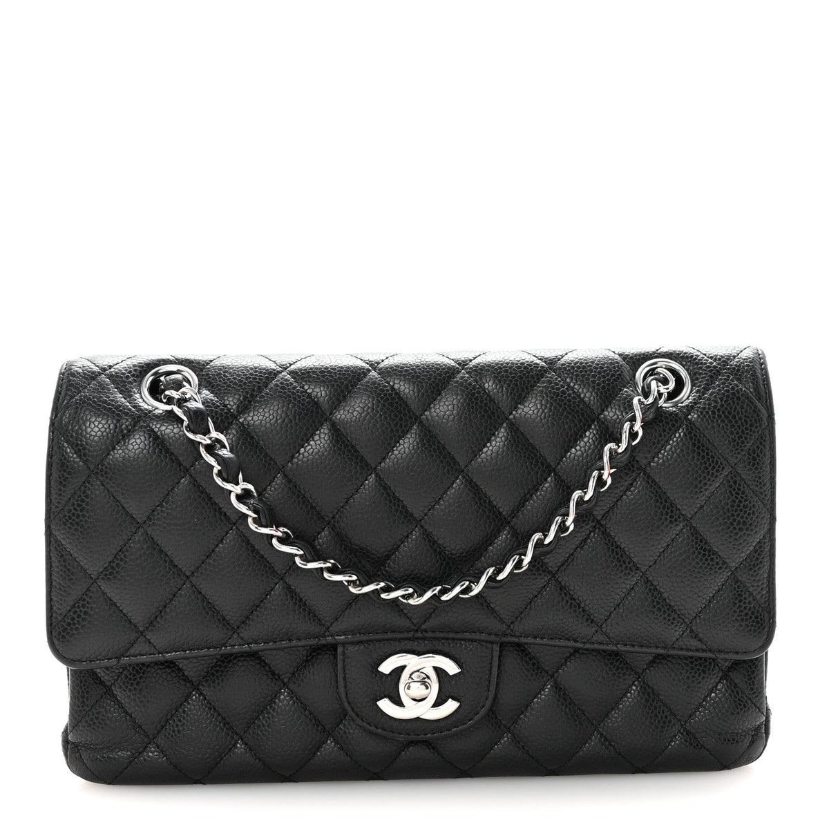 Caviar Quilted Medium Double Flap Black At My store
