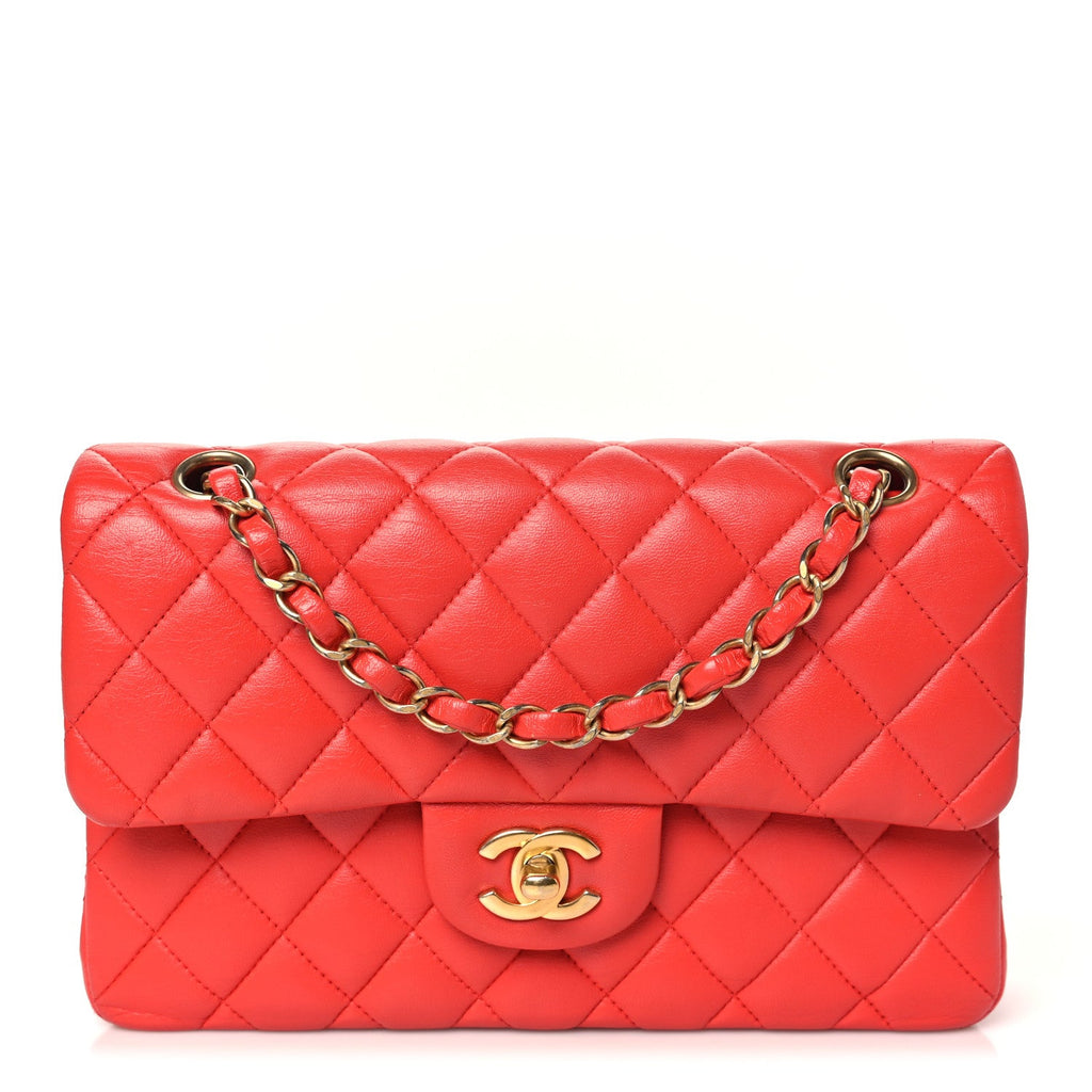 Lambskin Quilted Small Double Flap Red At My store