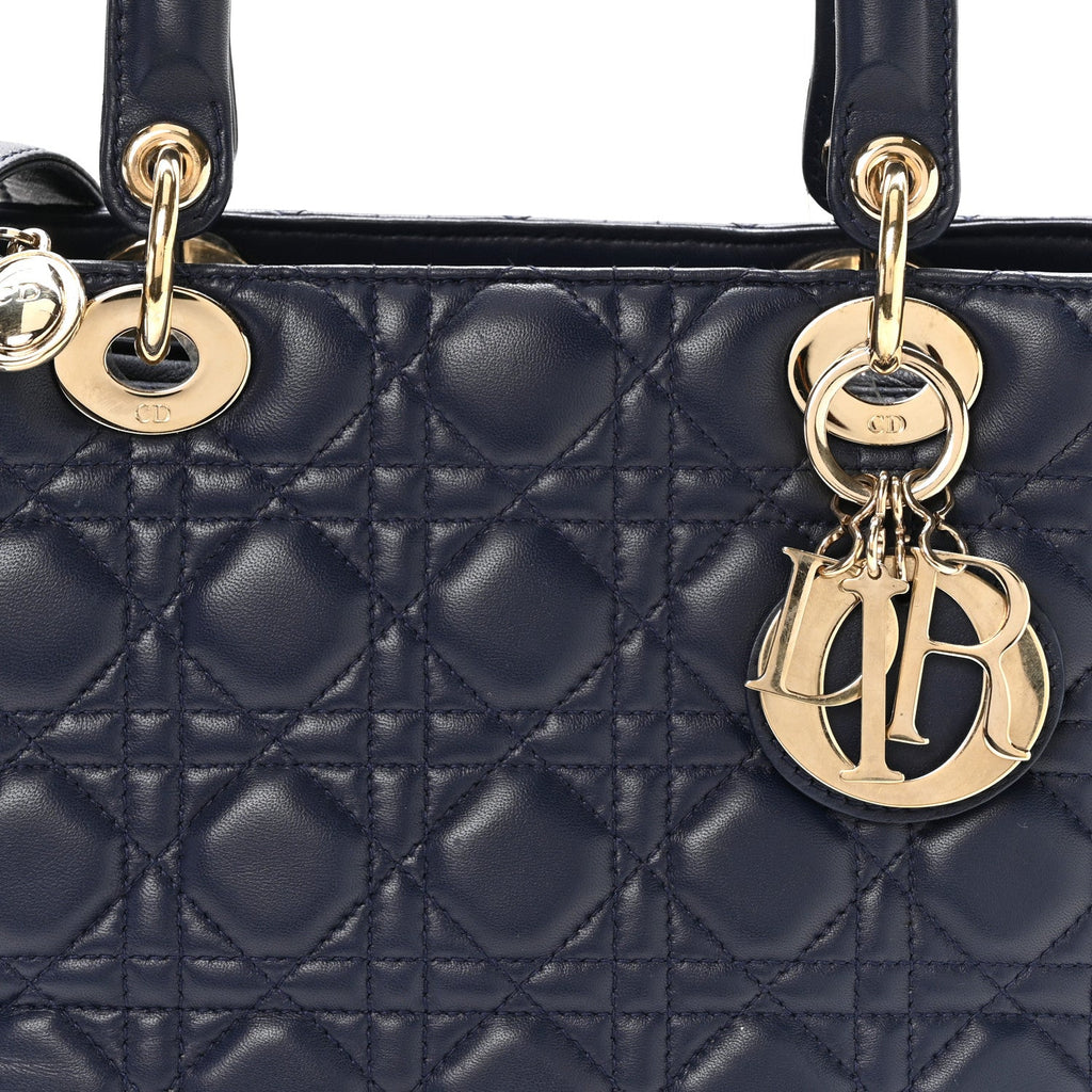 Lambskin Cannage Medium Lady Dior Navy Blue AT My store