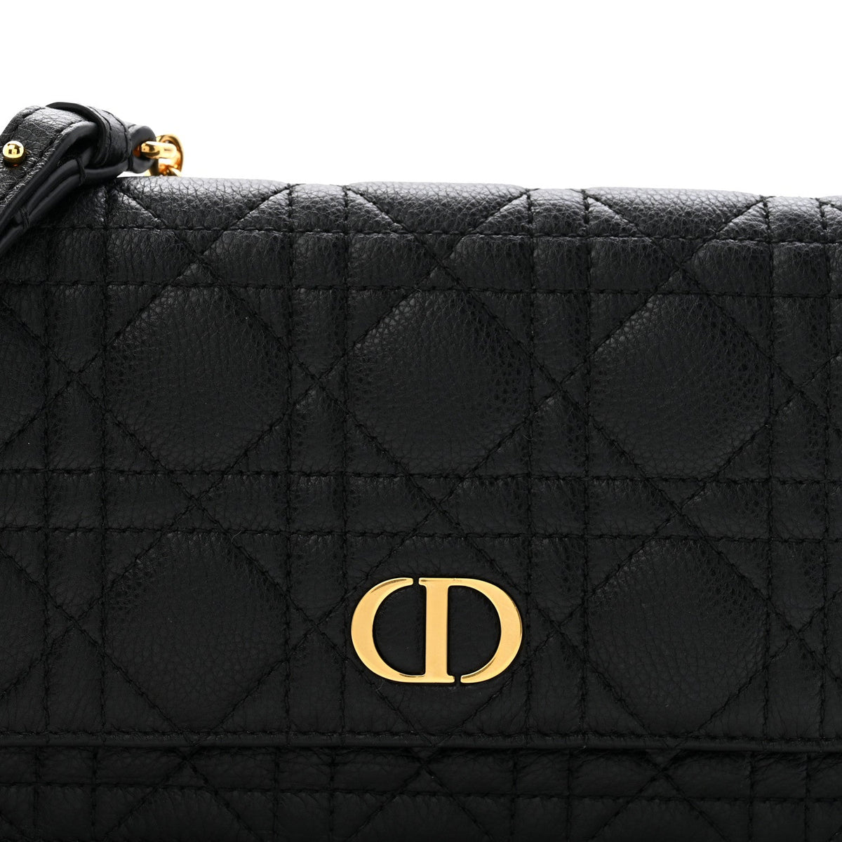 Supple Calfskin Cannage Caro Belt Pouch with Chain Black AT My store