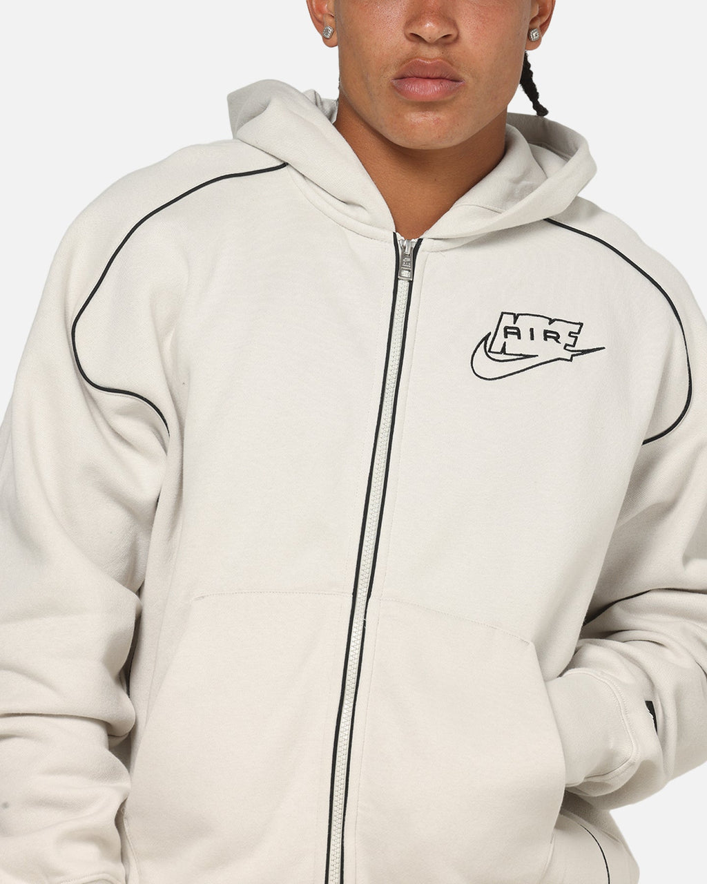 Top Seller Nike Air Full-Zip Fleece Hoodie Light Bone/Black