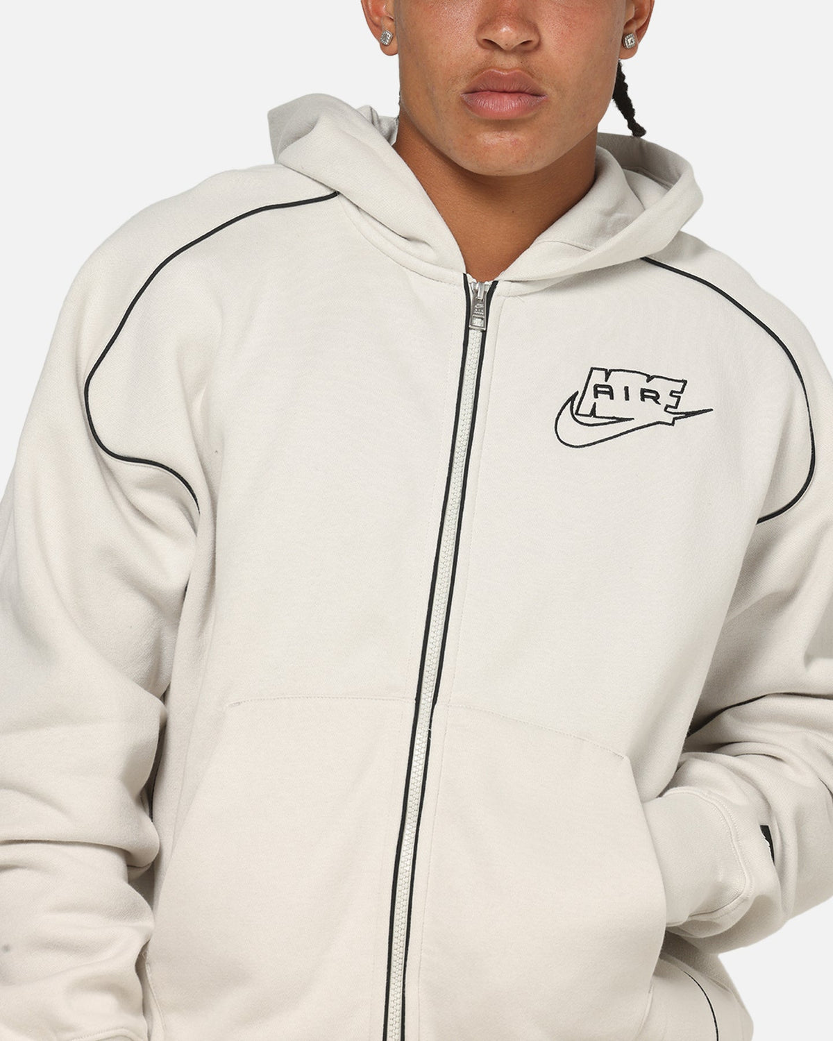 Top Seller Nike Air Full-Zip Fleece Hoodie Light Bone/Black