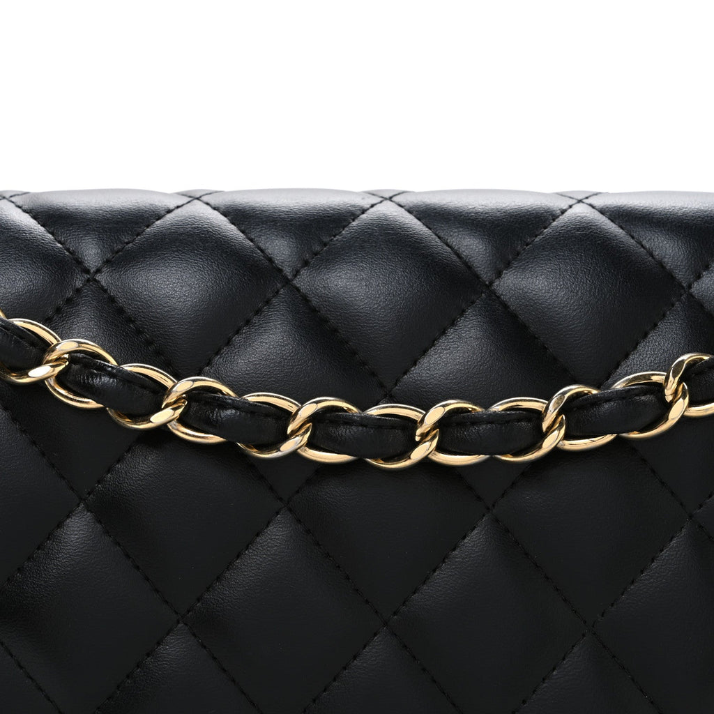 Lambskin Quilted Jumbo Double Flap Black At My store