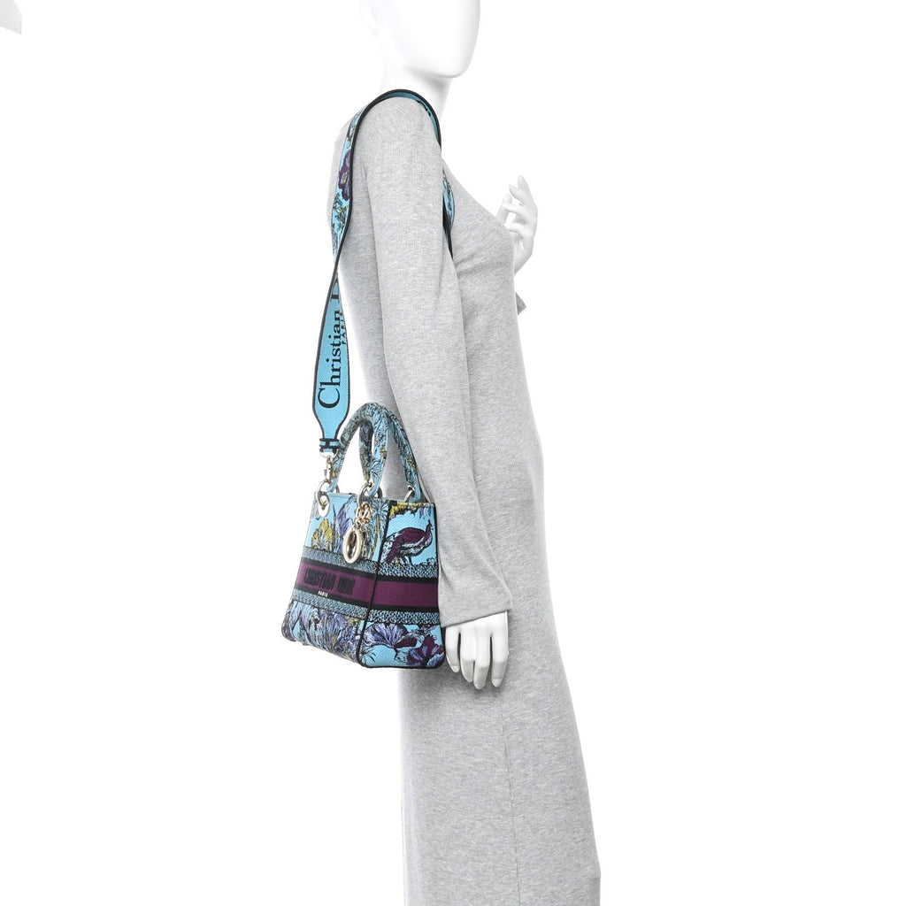 Canvas Toile de Jouy Voyage Embroidered Medium Lady D-Lite Celestial Blue AT My store