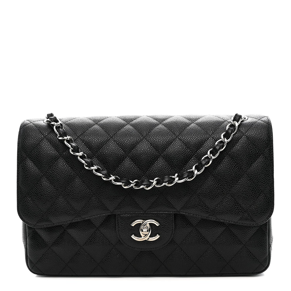 Caviar Quilted Jumbo Double Flap Black At My store