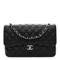 Caviar Quilted Jumbo Double Flap Black At My store