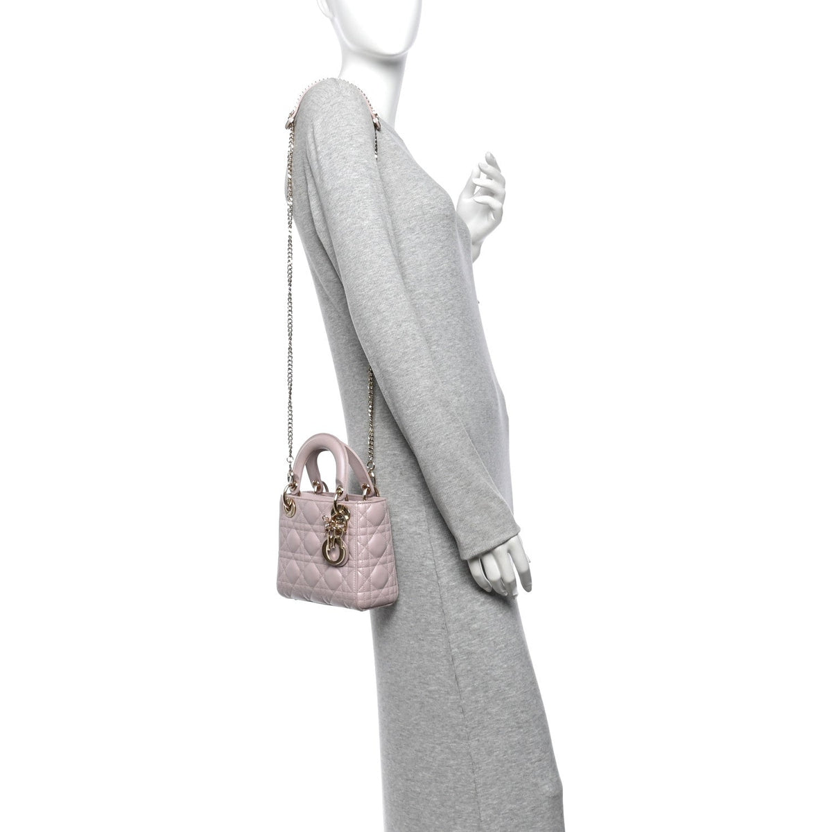 Metallic Lambskin Cannage Mini Lady Dior Lotus AT My store