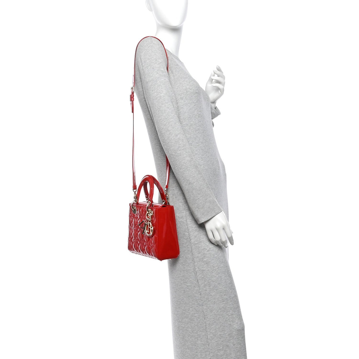 Patent Cannage Small Lady Dior Cherry Red AT My store