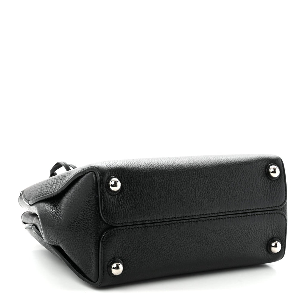 Grained Calfskin Small Open Bar Tote Black AT My store