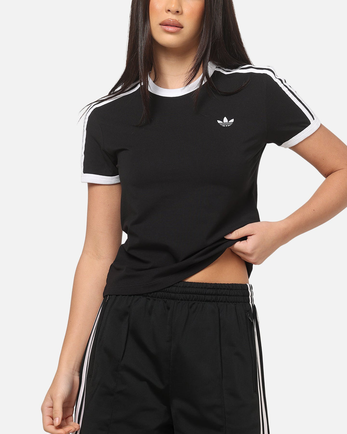Best-Selling Adidas Women's 3 Stripe Slim T-Shirt Black/White