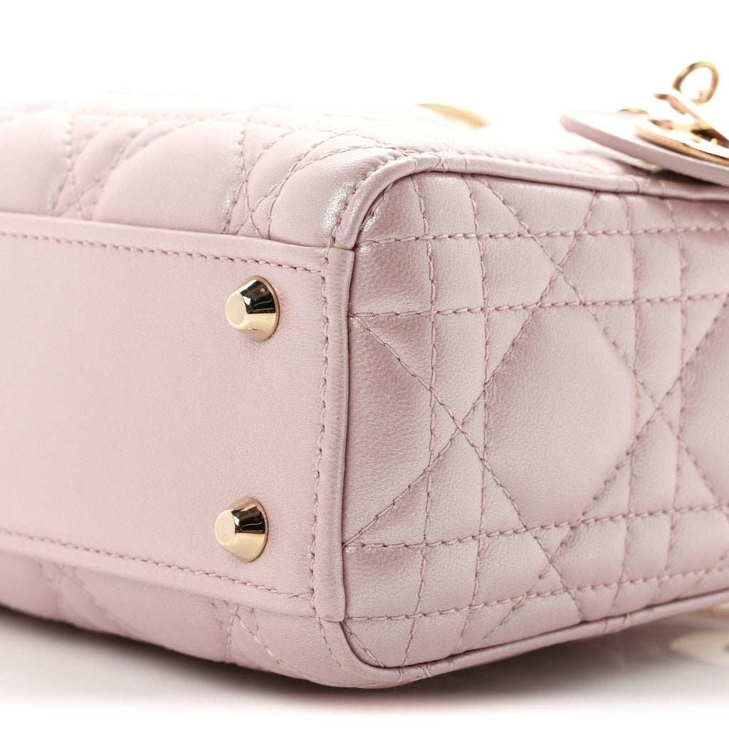 Metallic Lambskin Cannage Mini Lady Dior  Lotus AT My store