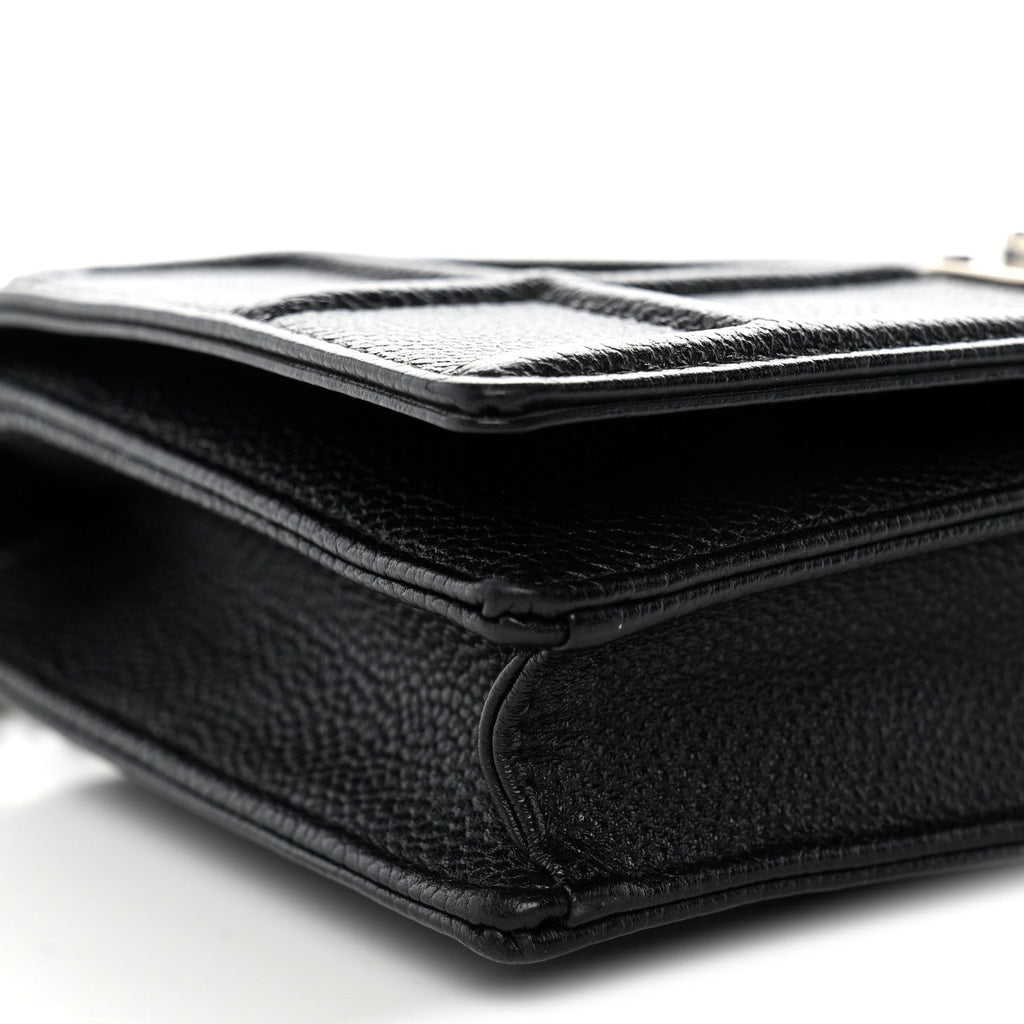 Grained Calfskin Diorama Wallet on Chain Pouch Black AT My store