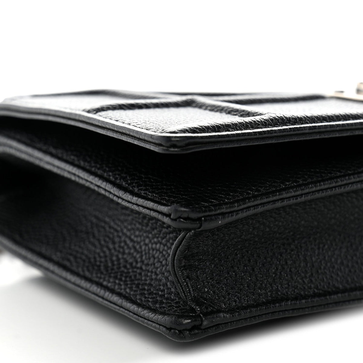 Grained Calfskin Diorama Wallet on Chain Pouch Black AT My store