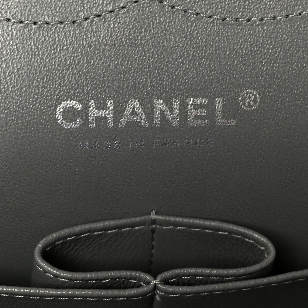 Caviar Quilted Jumbo Double Flap Grey At My store
