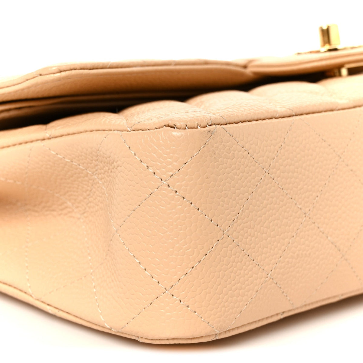 Caviar Quilted Medium Double Flap Beige At My store