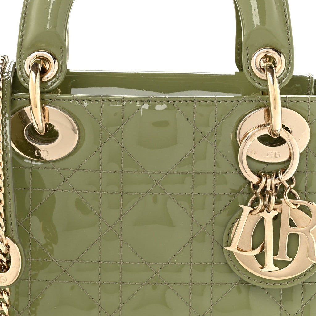 Patent Cannage Mini Lady Dior Dusty Green AT My store