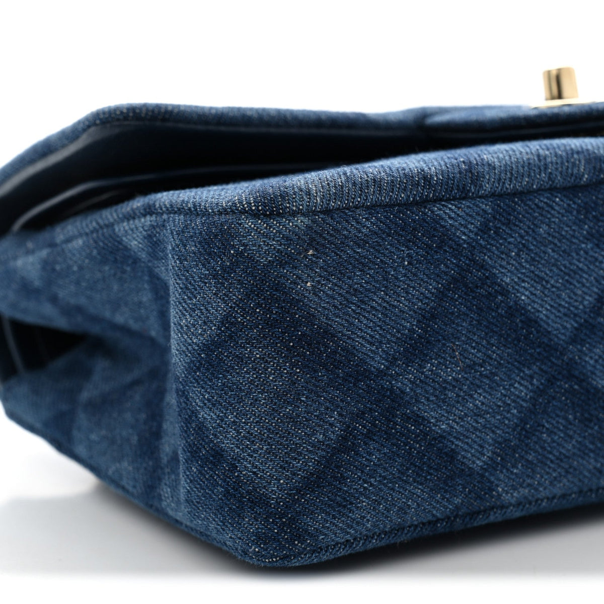 Printed Denim Quilted Small Double Flap Blue At My store