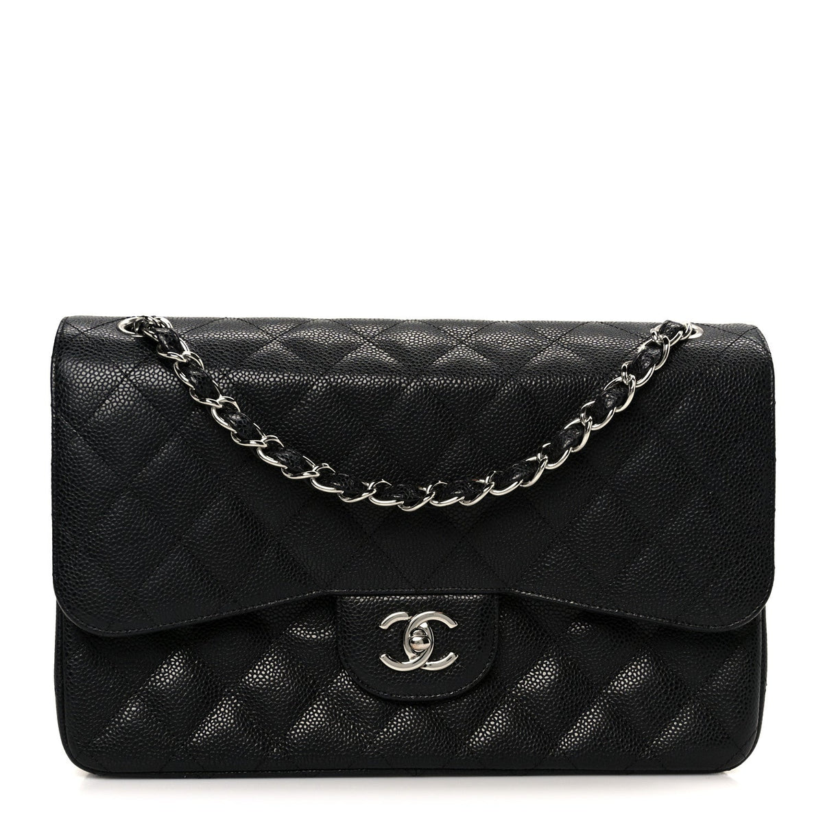 Caviar Quilted Jumbo Double Flap Black At My store