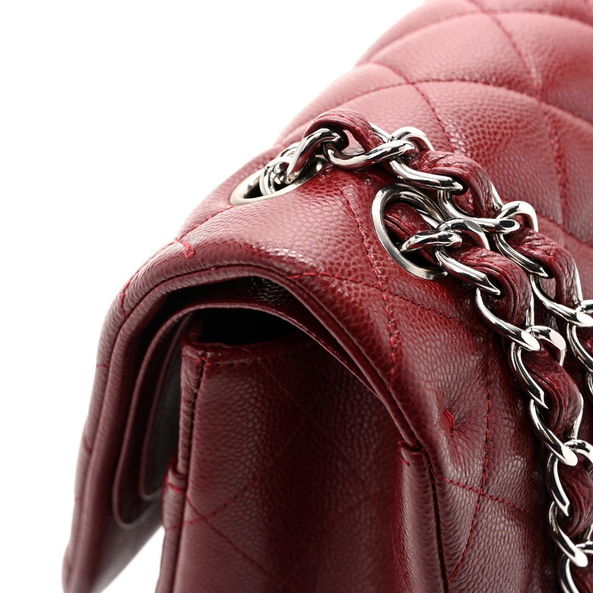 Caviar Quilted Jumbo Double Flap Burgundy At My store