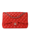 Lambskin Quilted Jumbo Double Flap Red At My store